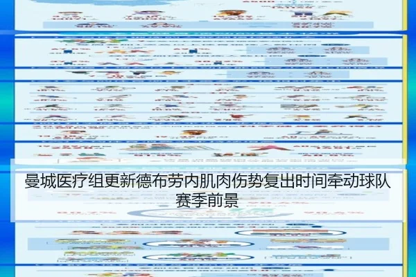 曼城医疗组更新德布劳内肌肉伤势复出时间牵动球队赛季前景